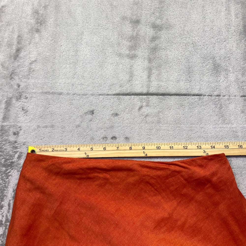 Pret A Partir Orange Linen Blend High Low Rosette Midi Skirt Made in Belgium M - Picture 4 of 8